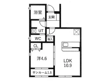 シティハイツ2(1LDK/1階)の間取り写真