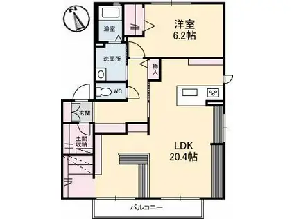 ひまわりハイツA(1SLDK/2階)の間取り写真