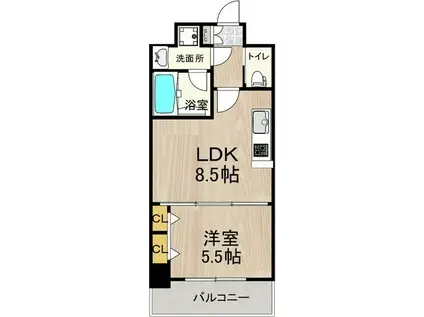 プレジオ神戸ウエスト(1LDK/3階)の間取り写真