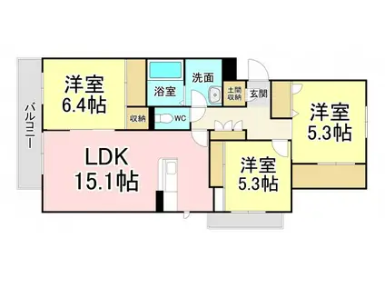 アロエ1(1LDK/1階)の間取り写真