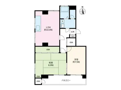 朋和ビル(2LDK/8階)の間取り写真