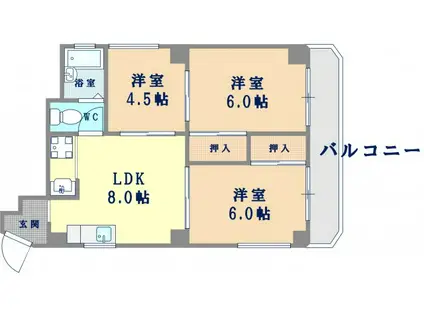 グリーンコーポラス若松(3LDK/2階)の間取り写真