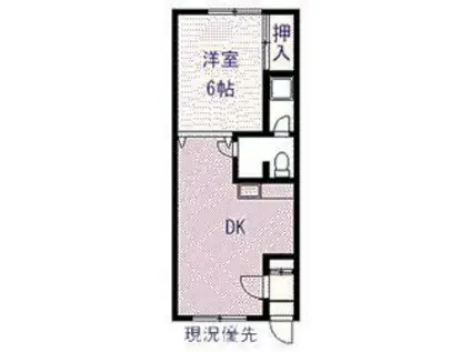 旭町スカイハイツ(1DK/2階)の間取り写真