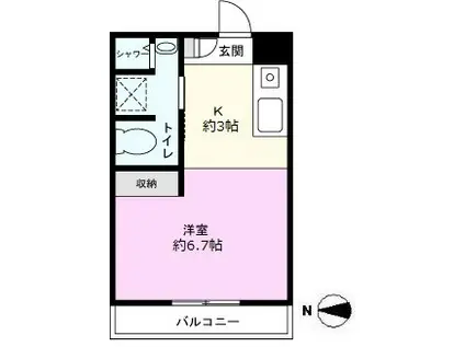 メゾンしの(1K/2階)の間取り写真