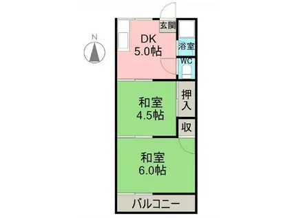 コーポニュー中郷(2K/2階)の間取り写真