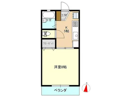 ジュネス春日(1K/1階)の間取り写真