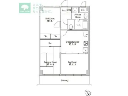 盛大パレス(3DK/5階)の間取り写真