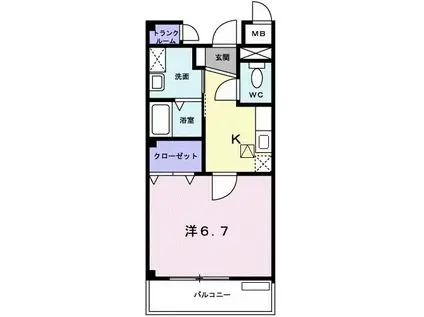 セレーノ東生駒A(1K/1階)の間取り写真