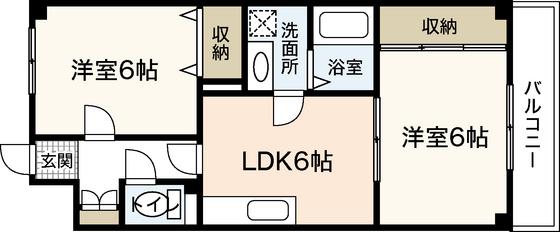 やまひろビル(2DK/2階)の間取り写真