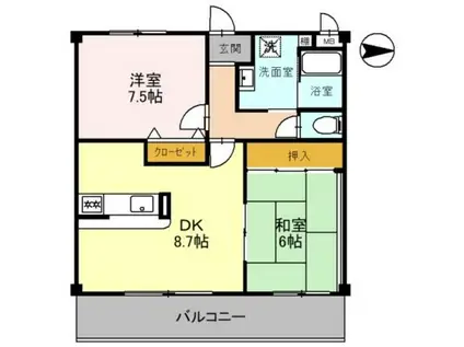 ソレーユ関西(2LDK/2階)の間取り写真