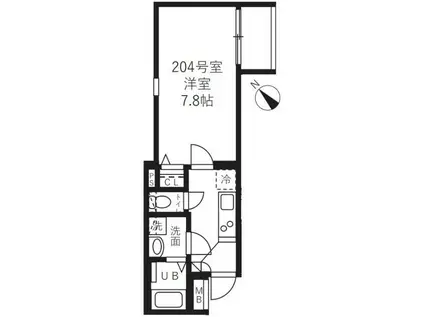 ベルノワール王子(1K/2階)の間取り写真