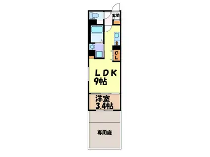 LUORE黒川イースト(1LDK/1階)の間取り写真