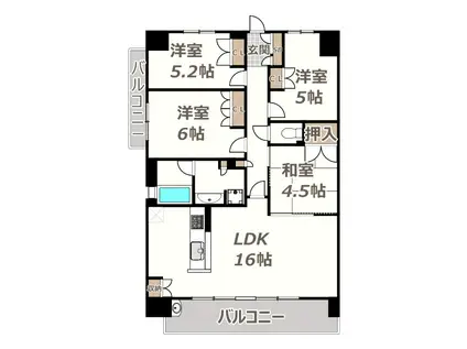 メイツ阿倍野(4LDK/2階)の間取り写真