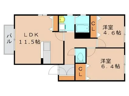 BWITH(2LDK/1階)の間取り写真