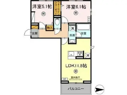 ディア ライフ(2LDK/2階)の間取り写真