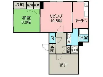 コーポリバーサイド(1LDK/1階)の間取り写真