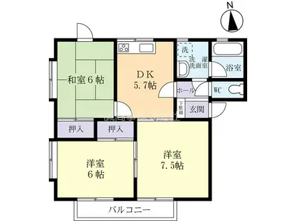 ソニア・グリーン(3K/2階)の間取り写真