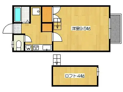 キャプテンハイツ(1SK/2階)の間取り写真