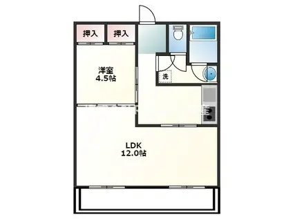 丸久第7コーポ(1LDK/1階)の間取り写真