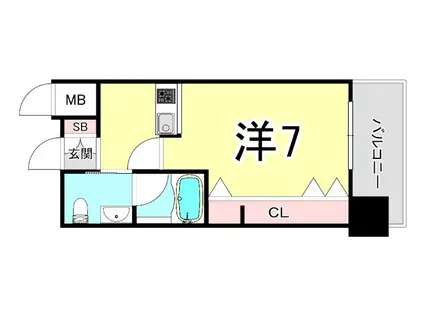 W.O.B.ROKKOHMICHI(1K/6階)の間取り写真