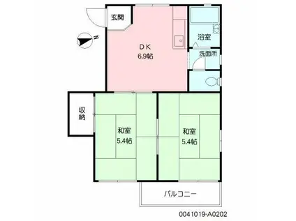フレグランス垂水 A棟(2DK/2階)の間取り写真
