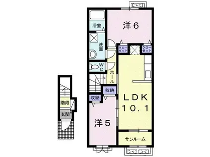 カーサ レガーレ(2LDK/2階)の間取り写真
