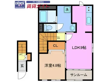 アリエッティ(1LDK/2階)の間取り写真