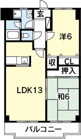 リバティ21(2LDK/3階)の間取り写真