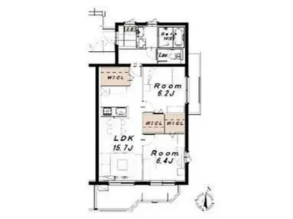 BLANCHEROSE SAKURA(2LDK/2階)の間取り写真