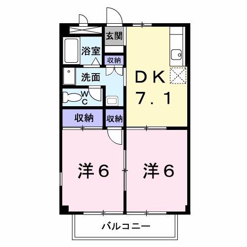セブンハイツ(2DK/2階)の間取り写真