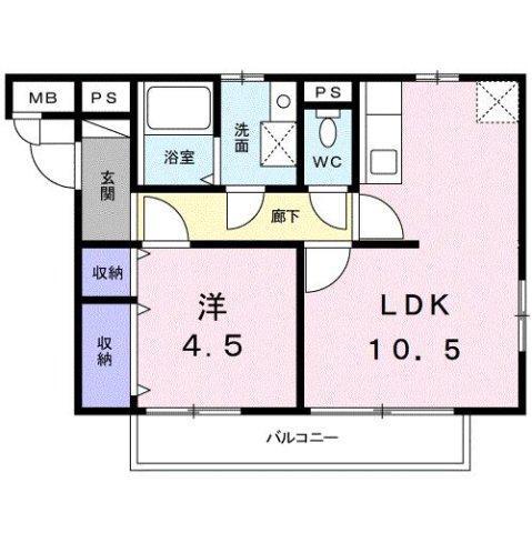 アーバンハイム(1LDK/2階)の間取り写真