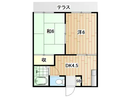 サニーハイツE(2DK/1階)の間取り写真