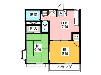 メープルサイド北村(2DK/2階)の間取り写真