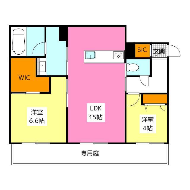 シャーメゾン高宮通(2LDK/1階)の間取り写真