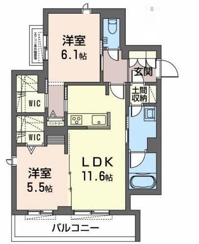 SHAMAISON HARMONIE甲子園(2LDK/3階)の間取り写真