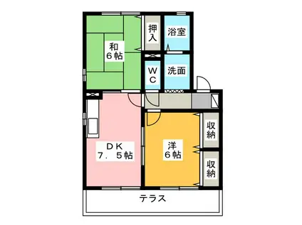 ハイカムール北島 A(2DK/1階)の間取り写真