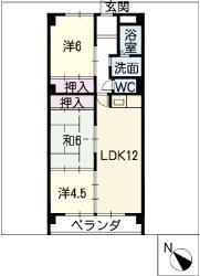 ハイネス牧(3LDK/3階)の間取り写真