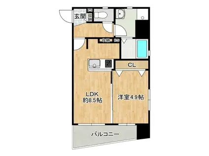 グランフォーレ地行(1LDK/3階)の間取り写真