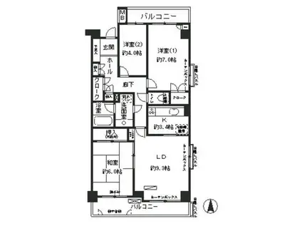 グリーンフォレスト宮前平(3LDK/3階)の間取り写真