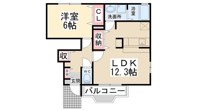 メゾンF-II(1LDK/1階)の間取り写真