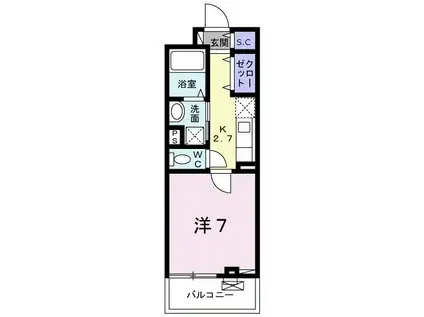 サクラ ヒルズ(1K/2階)の間取り写真