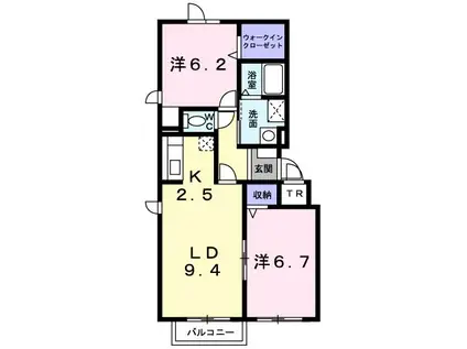 ホークフェザー8(2LDK/2階)の間取り写真