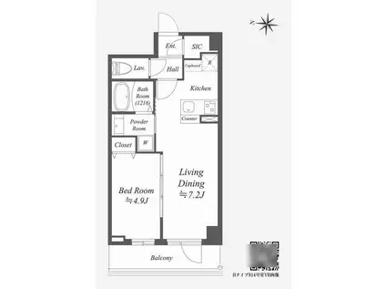 アルファプライム東陽町(1LDK/8階)の間取り写真