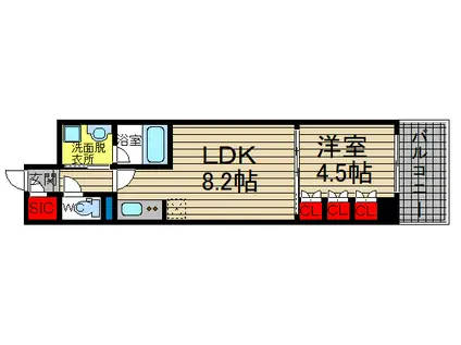 アーバネックス心斎橋I(1LDK/2階)の間取り写真