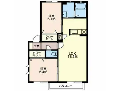 HOLIC川島(2LDK/2階)の間取り写真