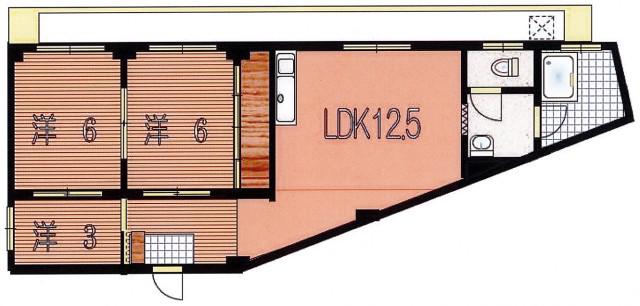 赤峯マンション(3LDK/1階)の間取り写真