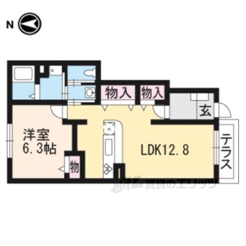 ソレアード・山階(1LDK/1階)の間取り写真