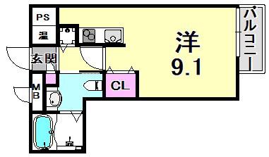 リタコート(ワンルーム/1階)の間取り写真