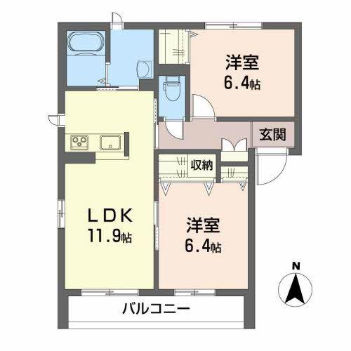 セントレアIII(2LDK/2階)の間取り写真