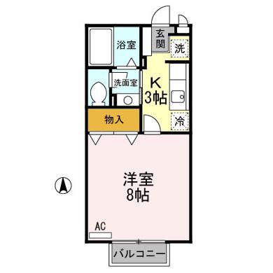 ル クレール ブランB(1K/2階)の間取り写真